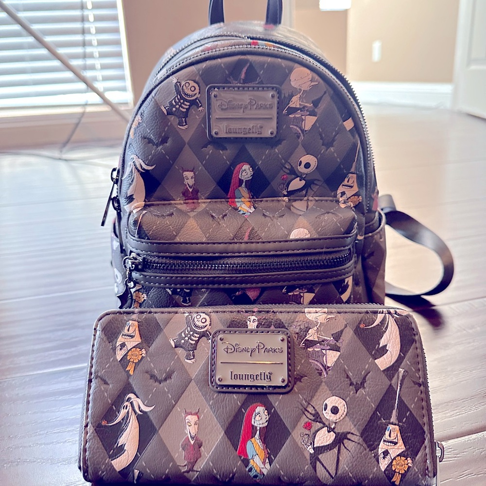 Loungefly nightmare before Christmas backpack and Wallet.